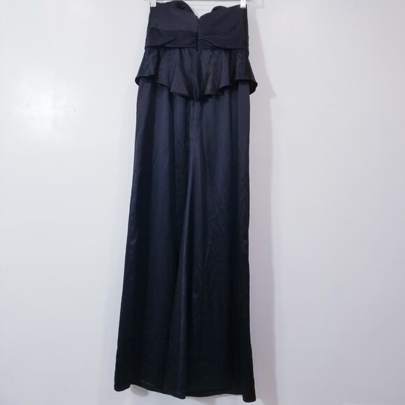 AMSALE Satin Peplum Strapless Long Gown Evening Dress Sweetheart Neckline - Picture 2 of 12